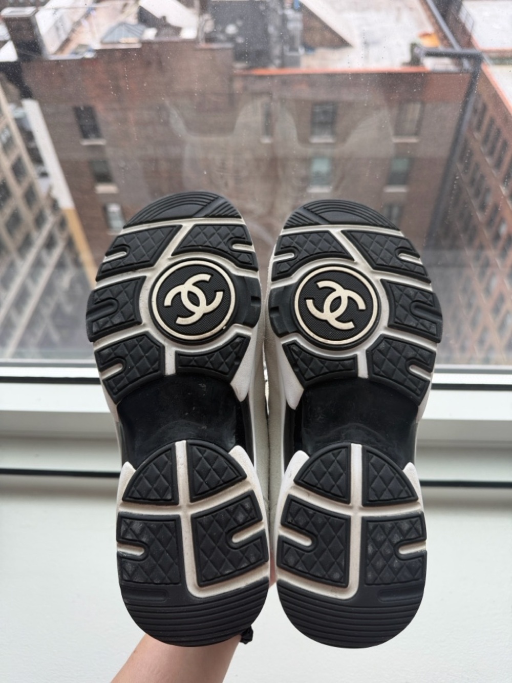 Chanel Cream & Black  Logo Trainer - Picture 5 of 7